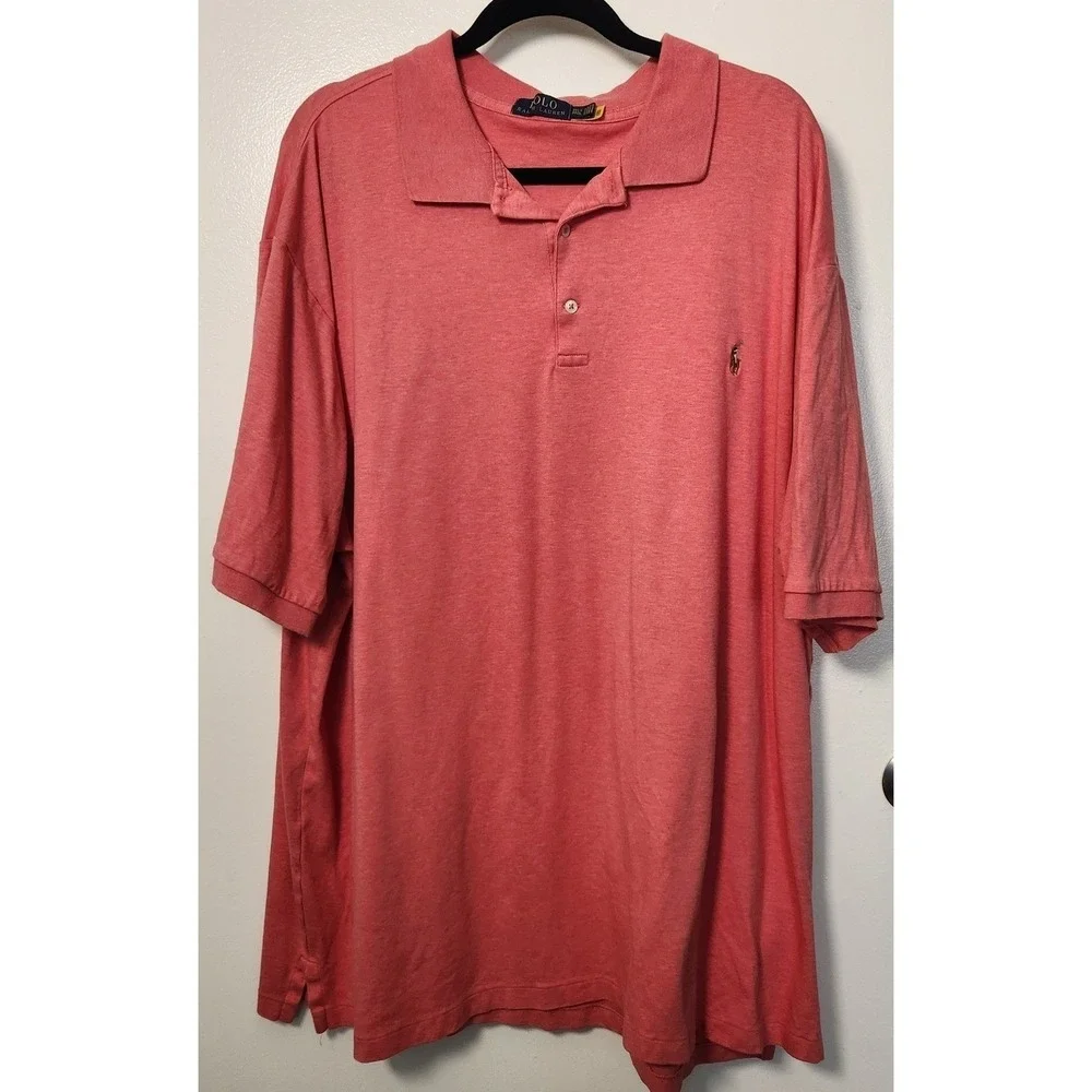 Polo Ralph Lauren Men's Red Heather Short Sleeve Shirt Flesh Pony 3XLT Cotton